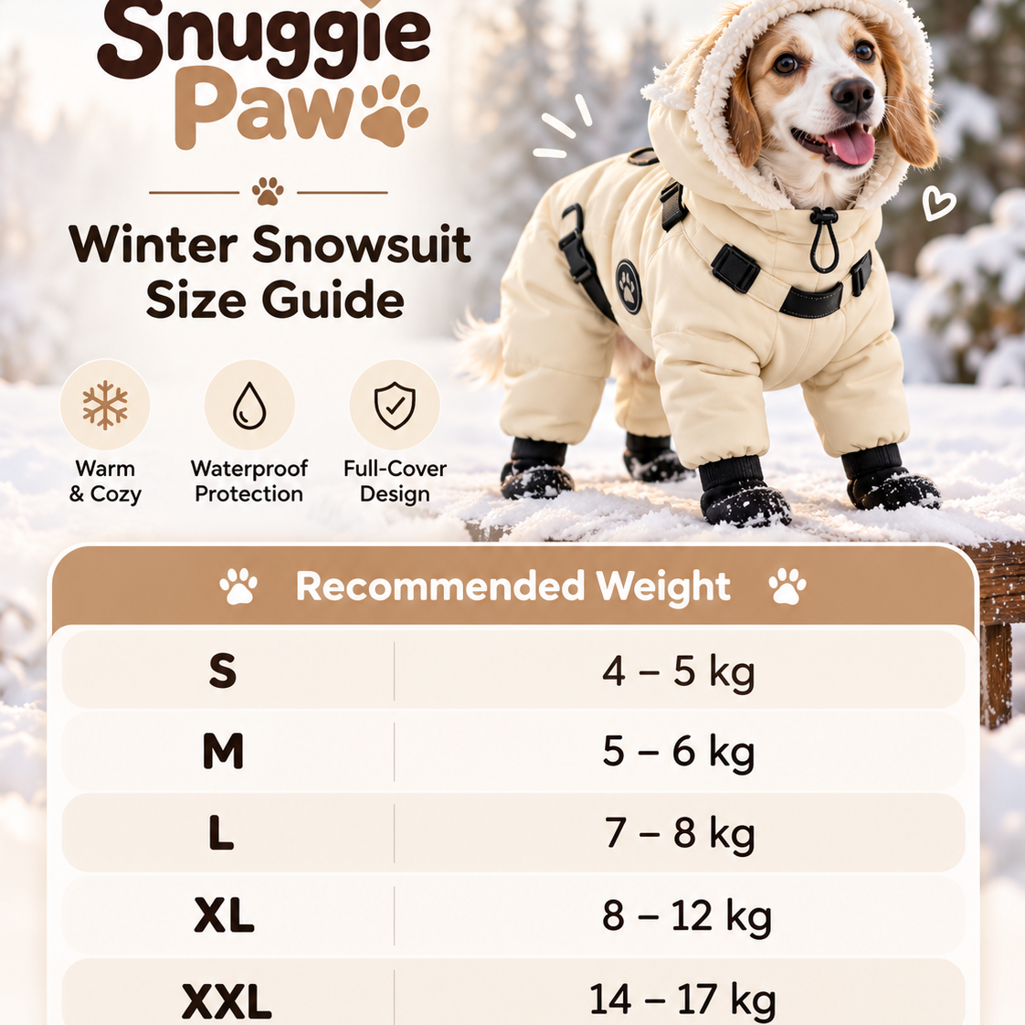 Frostipaw Full-Body Winter Dog Snowsuit
